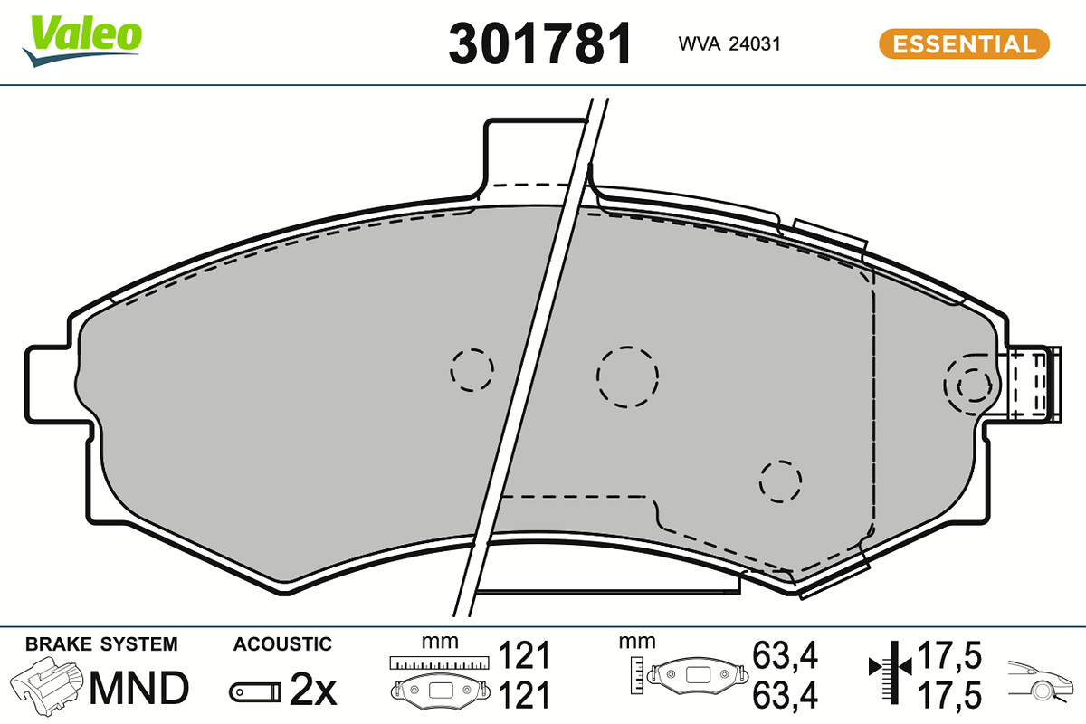 Jeu de 4 plaquettes de frein VALEO ref. 301781